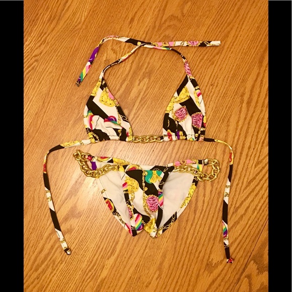 Swim Ooak Custom Scrunch Butt Bikini With Chain Detail Poshmark